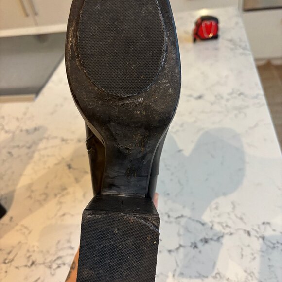 Pons Quintana Black Leather Mid Calf Heeled Platform Boot - Picture 10 of 14